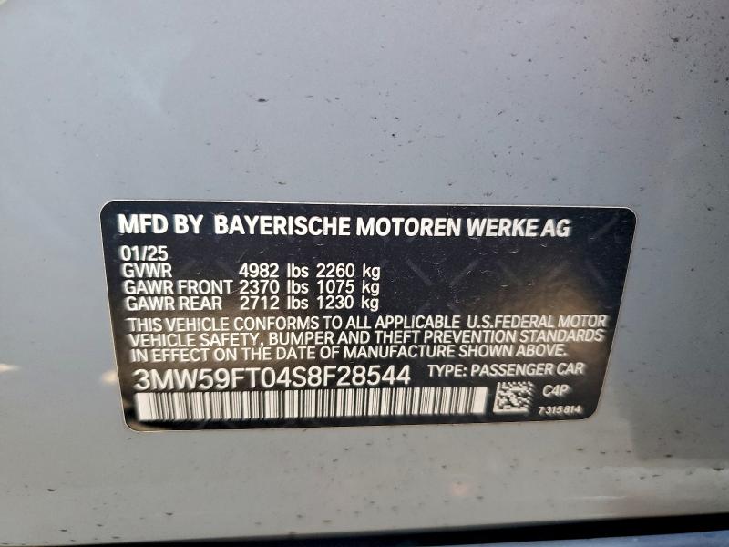 97008995 :رقم المزاد ، 3MW59FT04S8F28544 vin ، 2025 Bmw M340i مزاد بيع