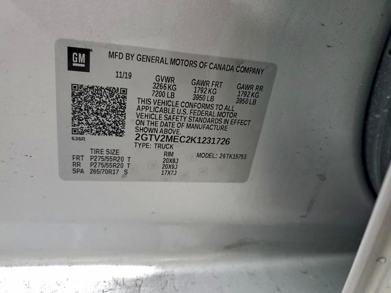 Продажа на аукционе авто 2019 Gmc Sierra Limited, vin: 2GTV2MEC2K1231726, номер лота: 95794185