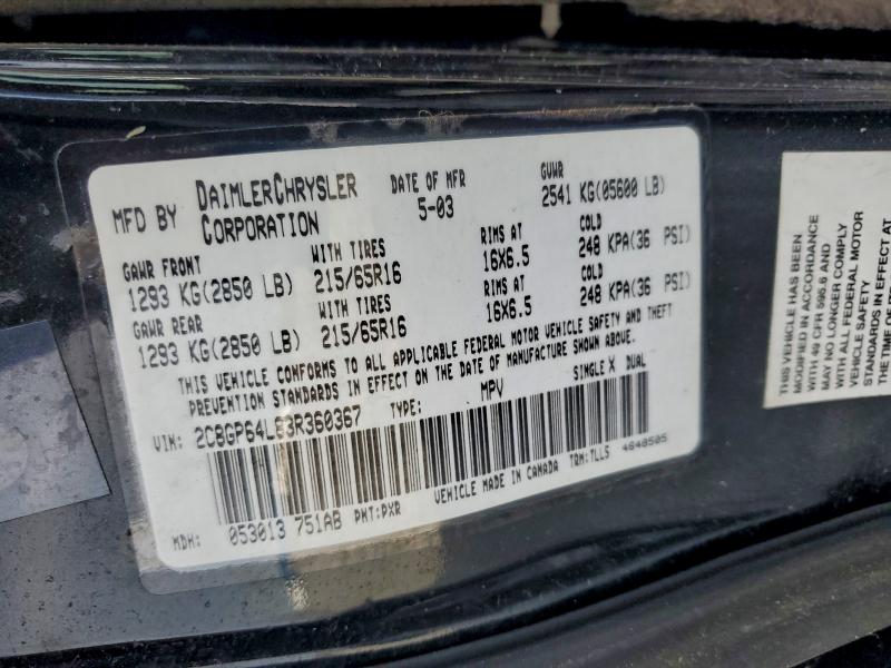 Продажа на аукционе авто 2003 Chrysler Town & Country, vin: 2C8GP64L83R360367, номер лота: 95998795