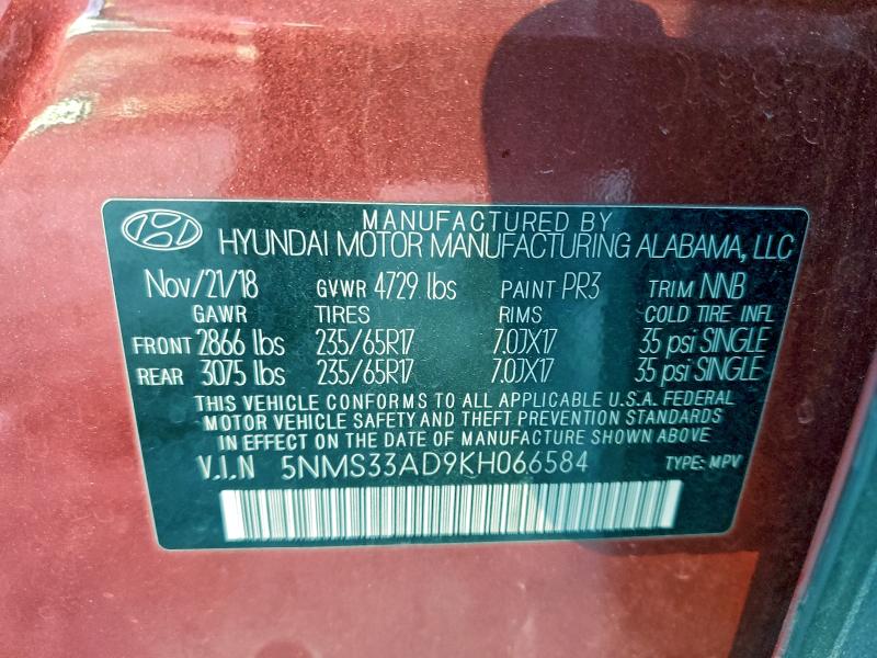 Продаж на аукціоні авто 2019 Hyundai Santa Fe, vin: 5NMS33AD9KH066584, номер лоту: 97057205
