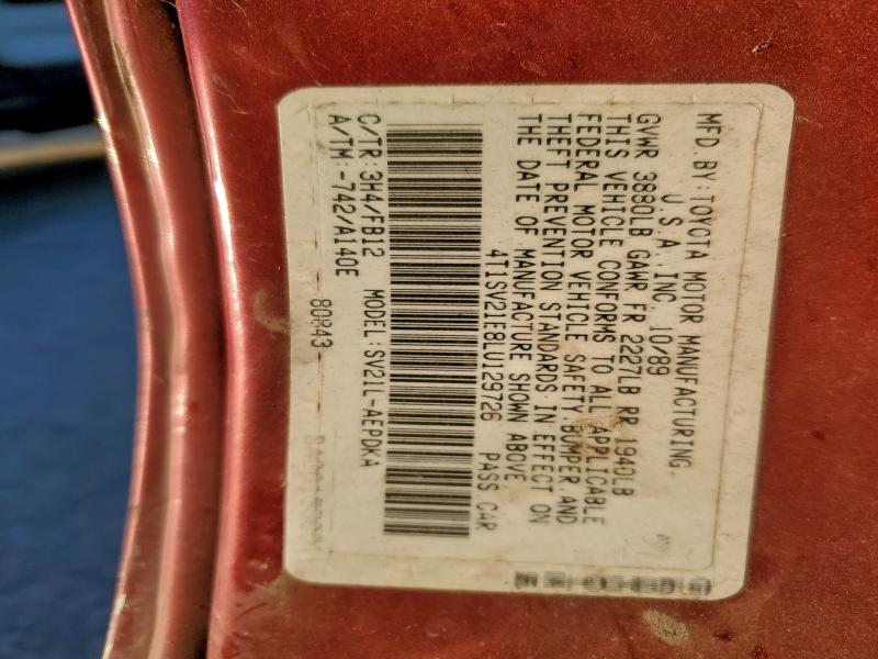 1990 Toyota Camry მანქანა იყიდება აუქციონზე, vin: 4T1SV21E8LU129726, აუქციონის ნომერი: 97376535