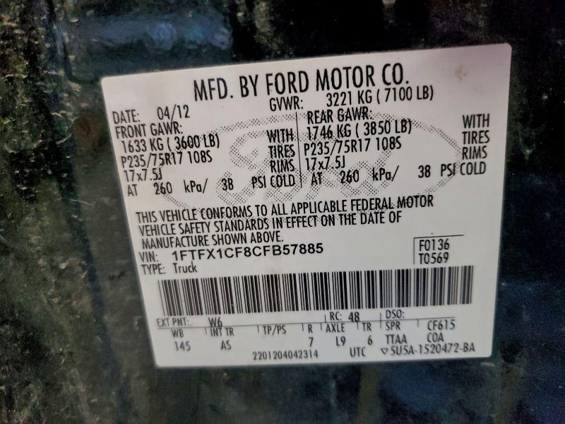 93524785 :رقم المزاد ، 1FTFX1CF8CFB57885 vin ، 2012 Ford F150 مزاد بيع