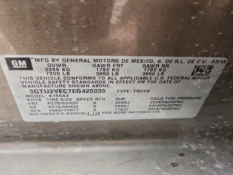 Продажа на аукционе авто 2014 Gmc Sierra, vin: 3GTU2VEC7EG425035, номер лота: 92712855
