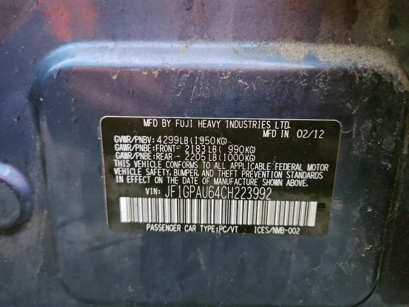 Aukcja sprzedaży 2012 Subaru Impreza, vin: JF1GPAU64CH223992, numer aukcji: 97715085
