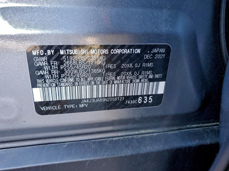 Продаж на аукціоні авто 2022 Mitsubishi Outlander, vin: JA4J3UA89NZ056121, номер лоту: 96412735