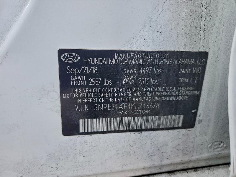 Продажа на аукционе авто 2019 Hyundai Sonata, vin: 5NPE24AF4KH743678, номер лота: 95204065