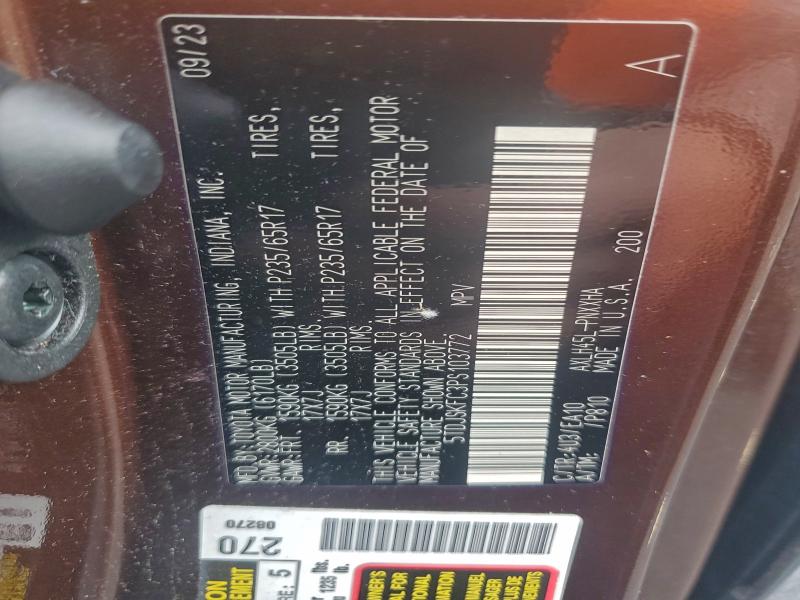 Продажа на аукционе авто 2023 Toyota Sienna, vin: 5TDJSKFC3PS103772, номер лота: 95927275