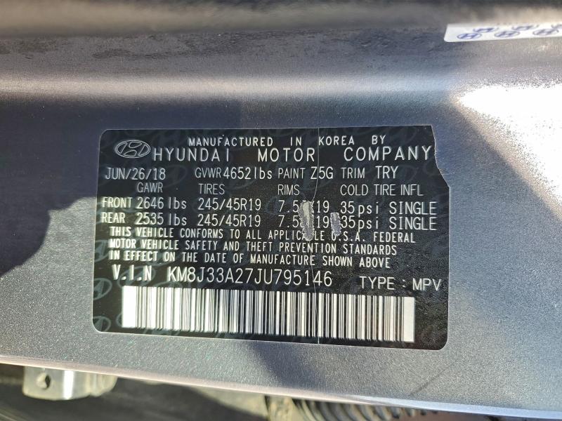2018 Hyundai Tucson მანქანა იყიდება აუქციონზე, vin: KM8J33A27JU795146, აუქციონის ნომერი: 95994945