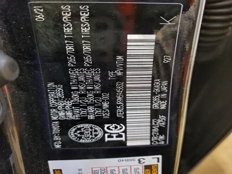 85714655 :رقم المزاد ، JTERU5JR9M5945832 vin ، 2021 Toyota 4runner مزاد بيع