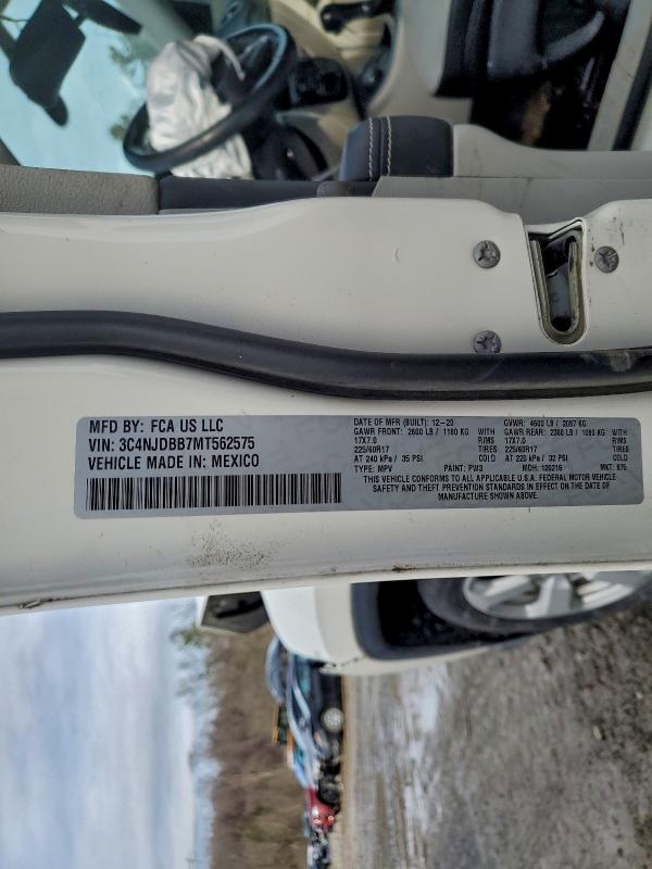 97275745 :رقم المزاد ، 3C4NJDBB7MT562575 vin ، 2021 Jeep Compass مزاد بيع