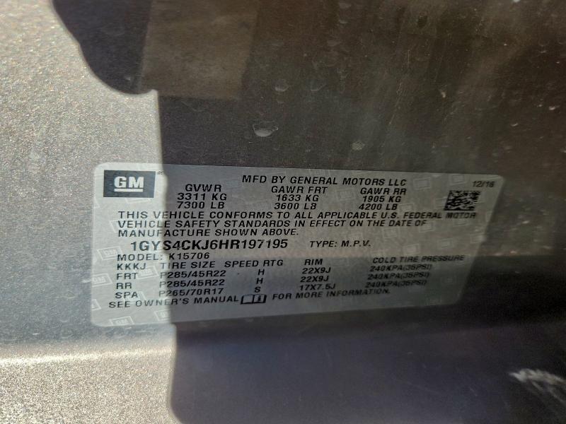 Продаж на аукціоні авто 2017 Cadillac Escalade, vin: 1GYS4CKJ6HR197195, номер лоту: 97646355