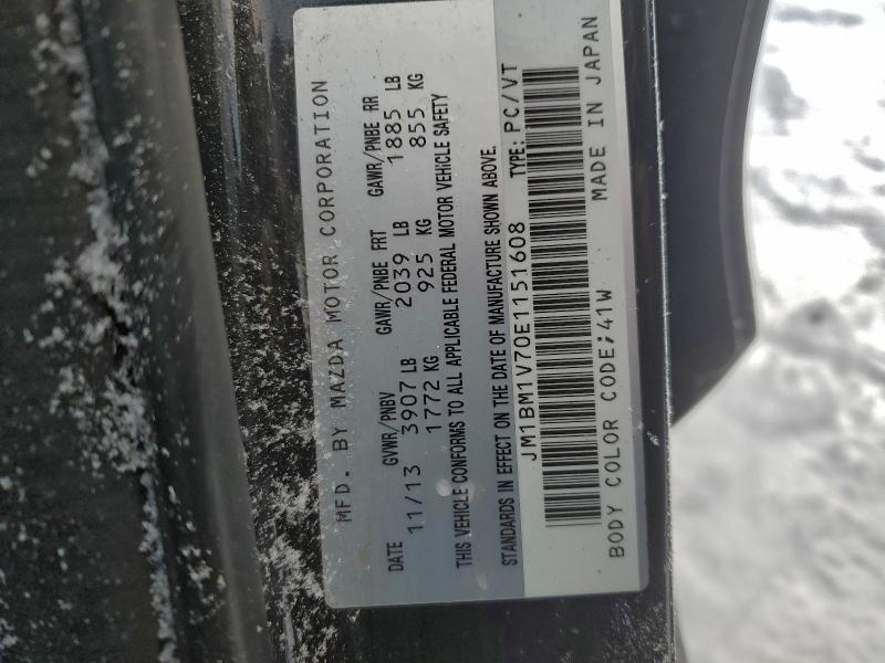 96273965 :رقم المزاد ، JM1BM1V70E1151608 vin ، 2014 Mazda 3 مزاد بيع