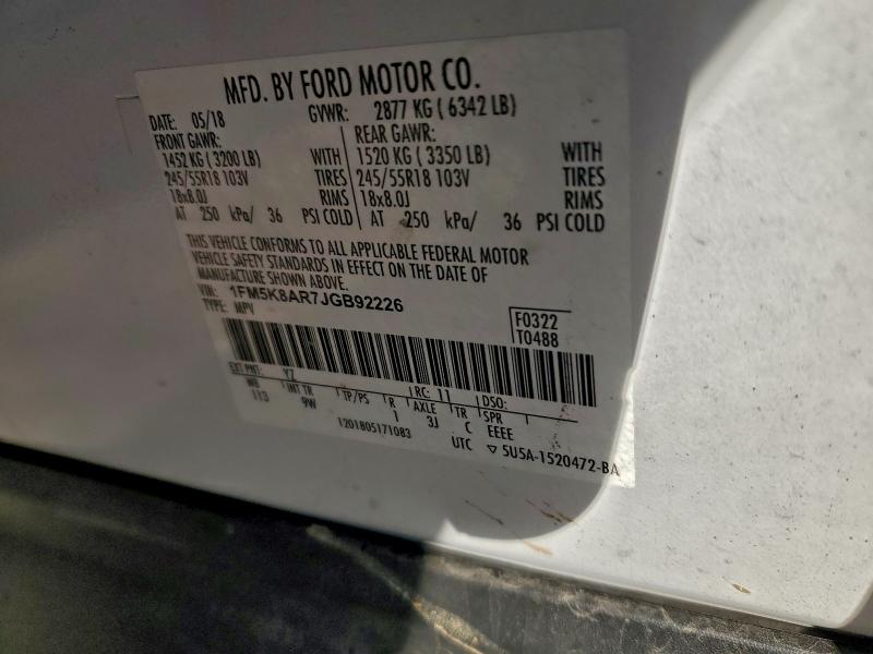 2018 Ford Explorer P მანქანა იყიდება აუქციონზე, vin: 1FM5K8AR7JGB92226, აუქციონის ნომერი: 98015785