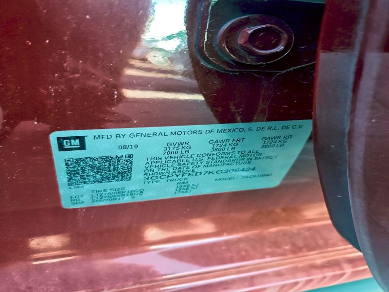 Продаж на аукціоні авто 2019 Chevrolet Silverado, vin: 3GCPYFED7KG306424, номер лоту: 96191395