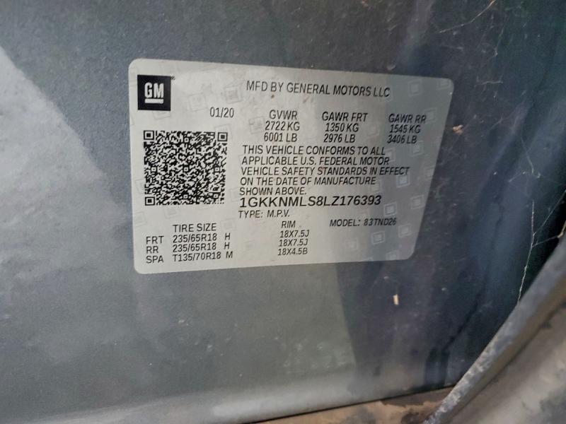 Продаж на аукціоні авто 2020 Gmc Acadia Slt, vin: 1GKKNMLS8LZ176393, номер лоту: 95018295