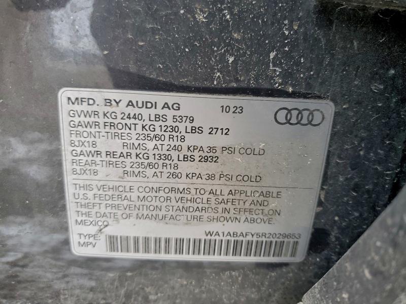 95986575 :رقم المزاد ، WA1ABAFY5R2029653 vin ، 2024 Audi Q5 مزاد بيع