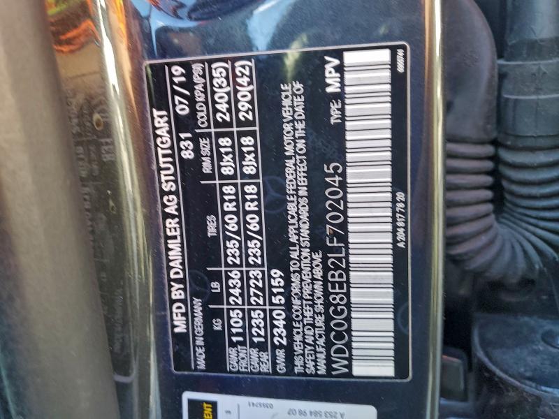96774895 :رقم المزاد ، WDC0G8EB2LF702045 vin ، 2020 Mercedes-benz Glc مزاد بيع