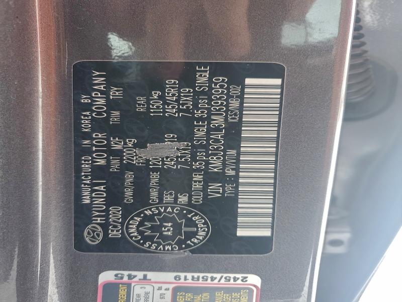 Aukcja sprzedaży 2021 Hyundai Tucson Lim, vin: KM8J3CAL3MU393959, numer aukcji: 97016325