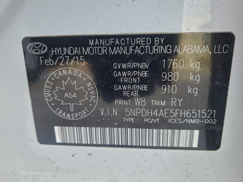 Продаж на аукціоні авто 2015 Hyundai Elantra Se, vin: 5NPDH4AE5FH651521, номер лоту: 94291295