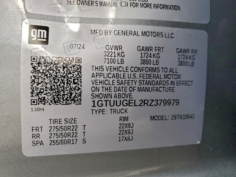 2024 Gmc Sierra K15 მანქანა იყიდება აუქციონზე, vin: 1GTUUGEL2RZ379979, აუქციონის ნომერი: 98582655