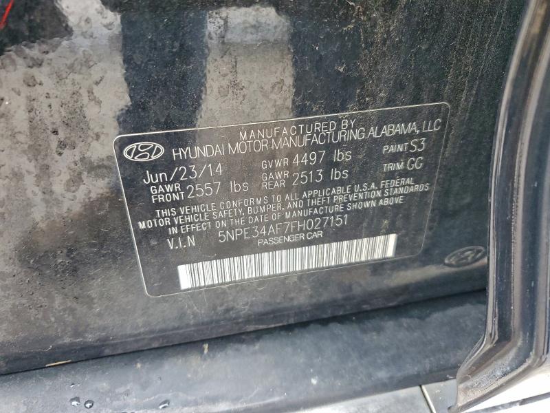 2015 Hyundai Sonata Spo მანქანა იყიდება აუქციონზე, vin: 5NPE34AF7FH027151, აუქციონის ნომერი: 94709485