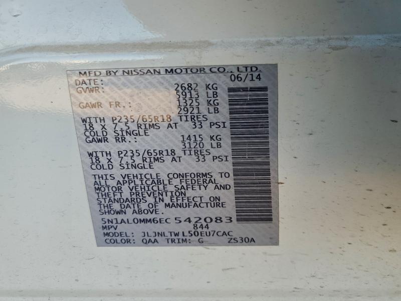 Aukcja sprzedaży 2014 Infinity Qx60, vin: 5N1AL0MM6EC542083, numer aukcji: 97092895