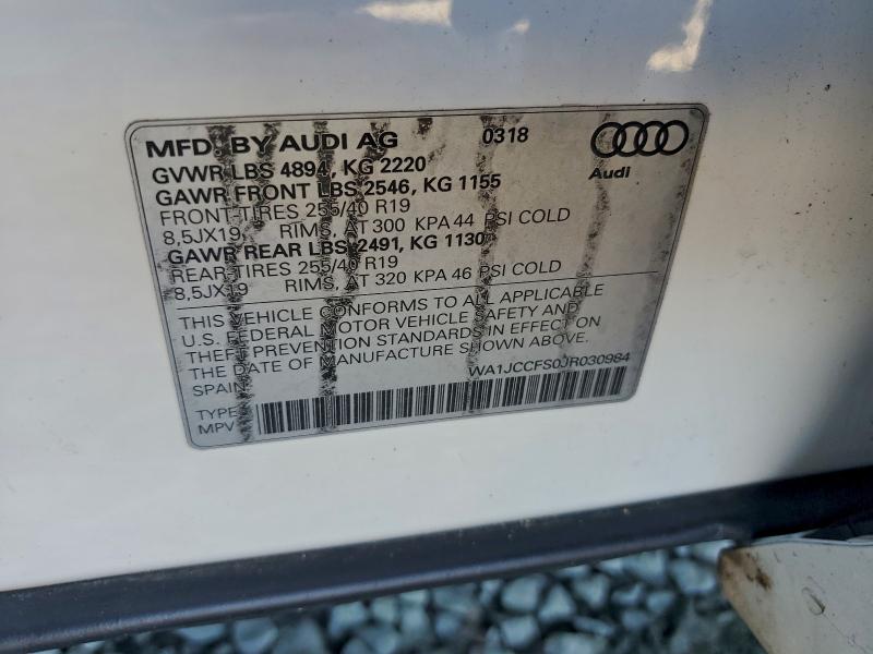 97575755 :رقم المزاد ، WA1JCCFS0JR030984 vin ، 2018 Audi Q3 مزاد بيع