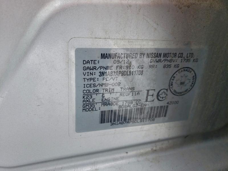 Aukcja sprzedaży 2013 Nissan Sentra, vin: 3N1AB7AP9DL611708, numer aukcji: 94884785