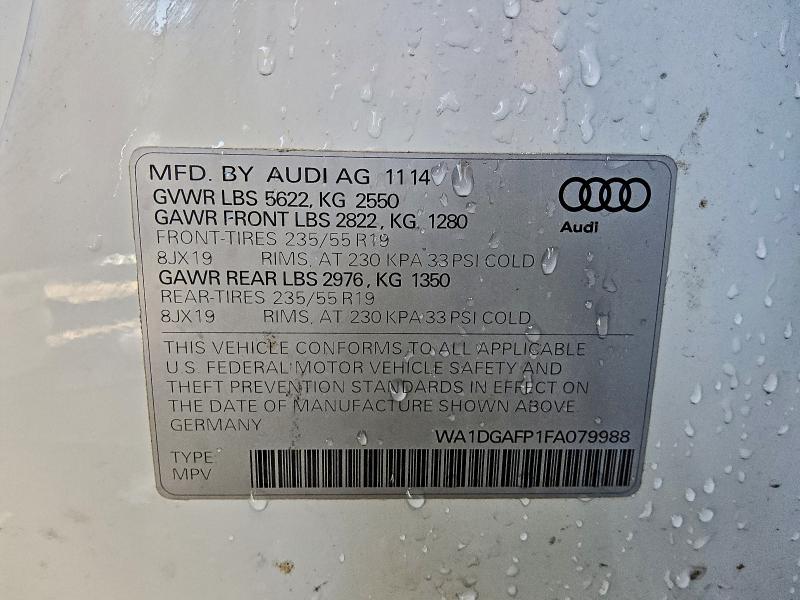 Aukcja sprzedaży 2015 Audi Q5, vin: WA1DGAFP1FA079988, numer aukcji: 94259105