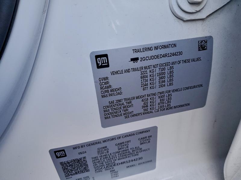 Продажа на аукционе авто 2024 Chevrolet Silverado, vin: 2GCUDDED4R1244230, номер лота: 97302235