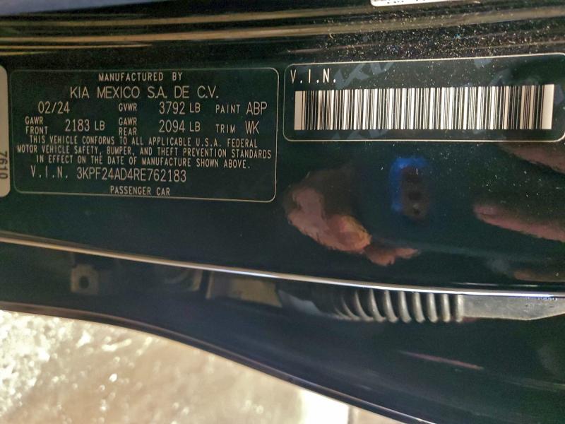 2024 Kia Forte მანქანა იყიდება აუქციონზე, vin: 3KPF24AD4RE762183, აუქციონის ნომერი: 97093465