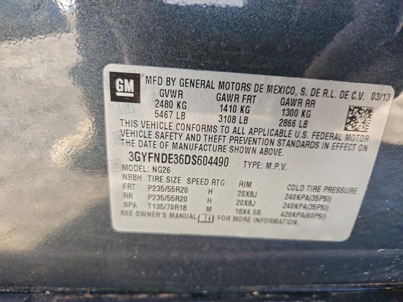 2013 Cadillac Srx მანქანა იყიდება აუქციონზე, vin: 3GYFNDE36DS604490, აუქციონის ნომერი: 96208285