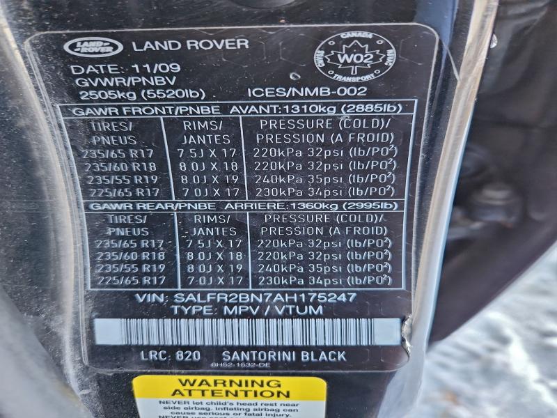 Продаж на аукціоні авто 2010 Land Rover Lr2, vin: SALFR2BN7AH175247, номер лоту: 94744315