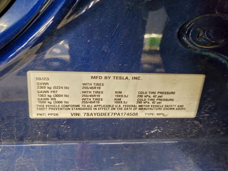 96873975 :رقم المزاد ، 7SAYGDEE7PA174508 vin ، 2023 Tesla Model Y مزاد بيع