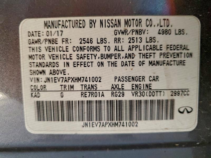 Aukcja sprzedaży 2017 Infiniti Q50 Premiu, vin: JN1EV7APXHM741002, numer aukcji: 94907975