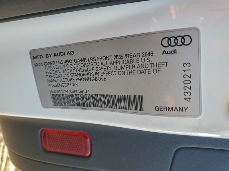 96610615 :رقم المزاد ، WAUDACF5XSA009107 vin ، 2025 Audi A5 مزاد بيع