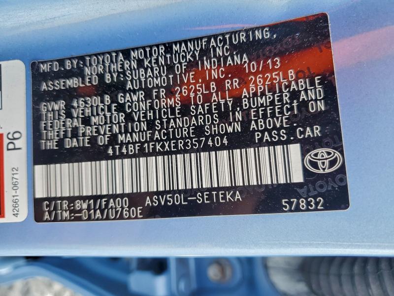 Aukcja sprzedaży 2014 Toyota Camry, vin: 4T4BF1FKXER357404, numer aukcji: 94723615