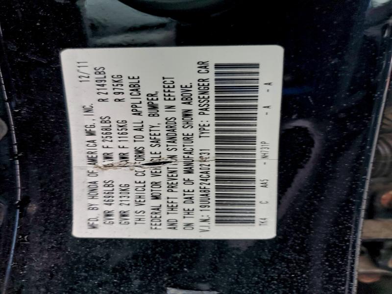 2012 Acura Tl მანქანა იყიდება აუქციონზე, vin: 19UUA8F24CA021231, აუქციონის ნომერი: 94772475