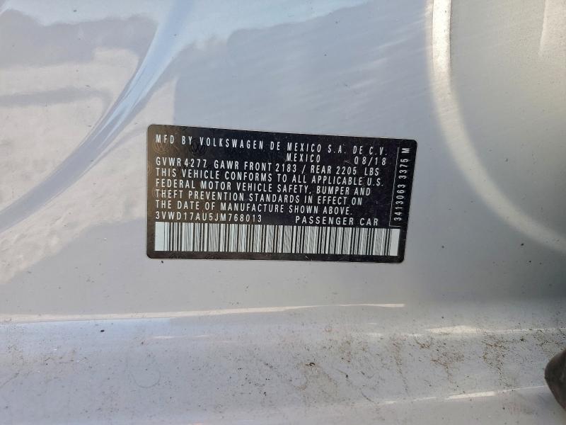 2018 Volkswagen Golf Sport მანქანა იყიდება აუქციონზე, vin: 3VWD17AU5JM768013, აუქციონის ნომერი: 96003885