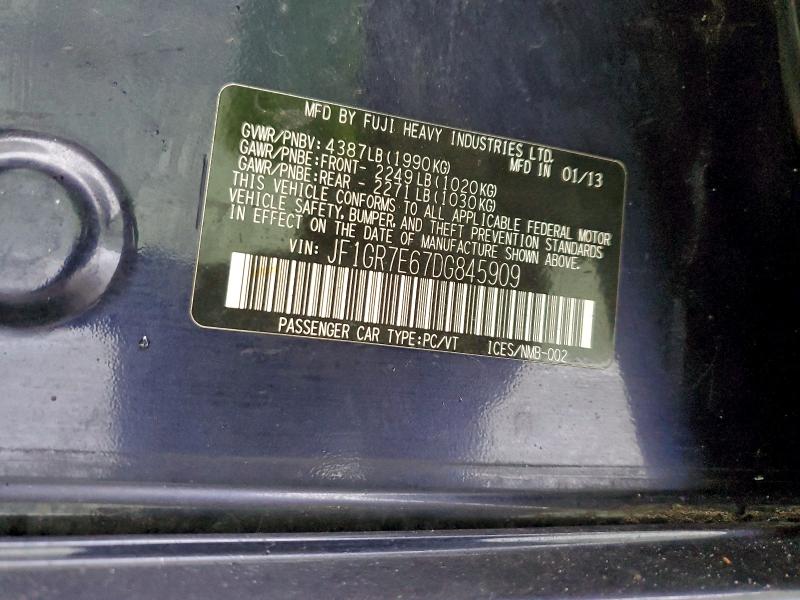 Aukcja sprzedaży 2013 Subaru Impreza, vin: JF1GR7E67DG845909, numer aukcji: 96388815