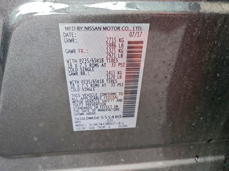 Aukcja sprzedaży 2017 Infiniti Qx60, vin: 5N1DL0MM2HC555480, numer aukcji: 95024915