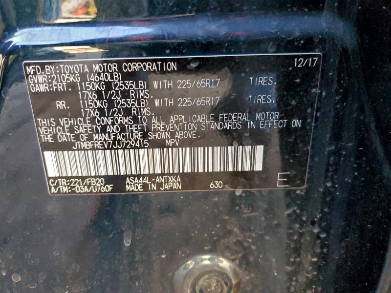 2018 Toyota Rav4 Le მანქანა იყიდება აუქციონზე, vin: JTMBFREV7JJ729415, აუქციონის ნომერი: 98959765