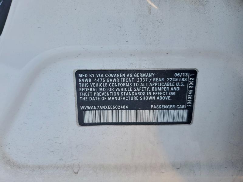95919215 :رقم المزاد ، WVWAN7ANXEE502484 vin ، 2014 Volkswagen Cc مزاد بيع