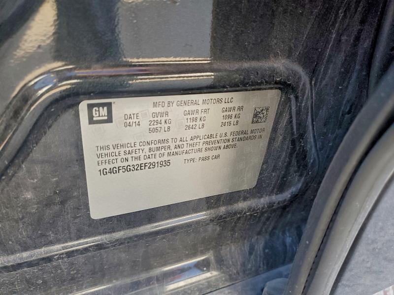96515275 :رقم المزاد ، 1G4GF5G32EF291935 vin ، 2014 Buick Lacrosse مزاد بيع