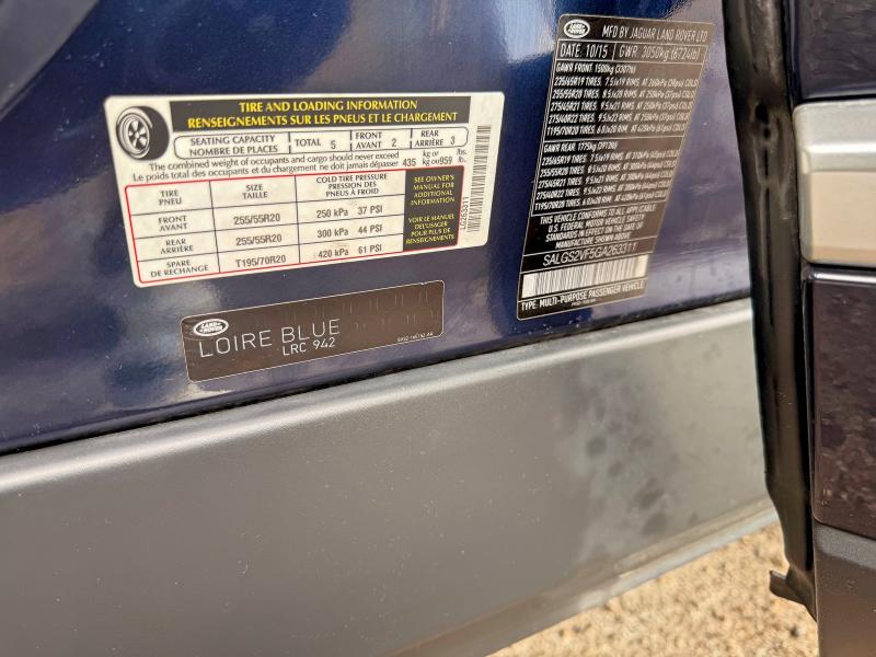 2016 Land Rover Range Rove მანქანა იყიდება აუქციონზე, vin: SALGS2VF5GA263311, აუქციონის ნომერი: 96737475