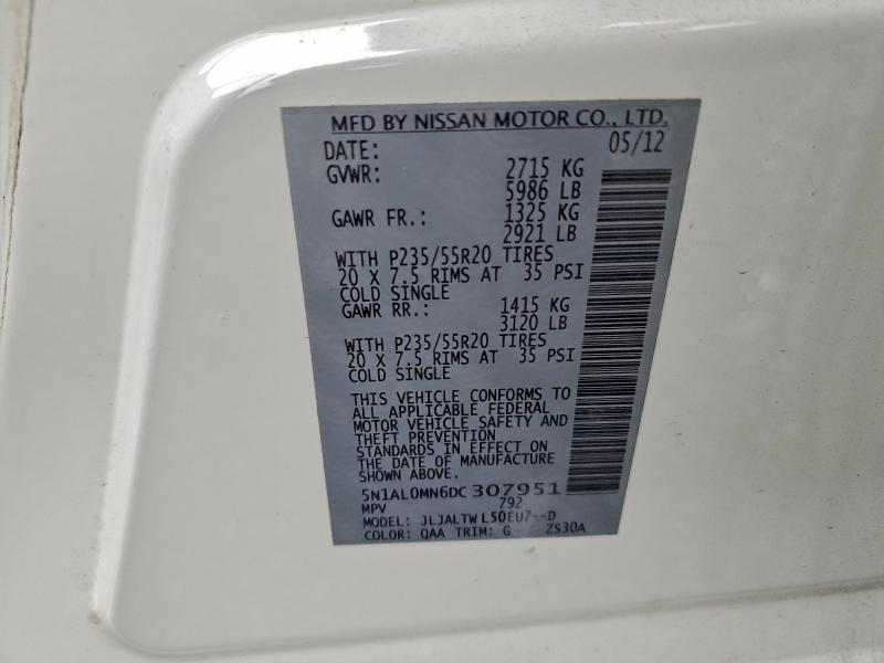 Продажа на аукционе авто 2013 Infiniti Jx35, vin: 5N1AL0MN6DC307951, номер лота: 96002865