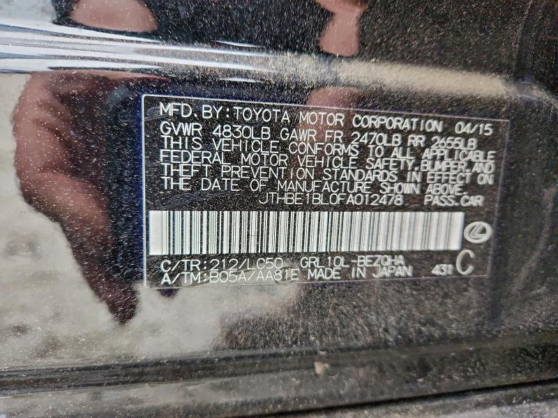 Продажа на аукционе авто 2015 Lexus Gs, vin: JTHBE1BL0FA012478, номер лота: 94886475