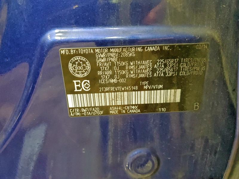 2014 Toyota Rav4 Xle მანქანა იყიდება აუქციონზე, vin: 2T3RFREV7EW145148, აუქციონის ნომერი: 97789745