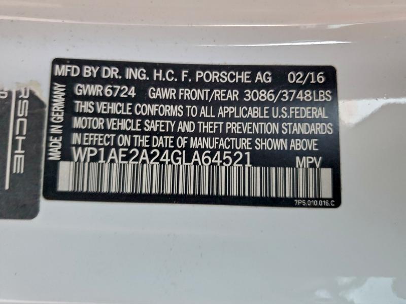 96153255 :رقم المزاد ، WP1AE2A24GLA64521 vin ، 2016 Porsche Cayenne Se مزاد بيع