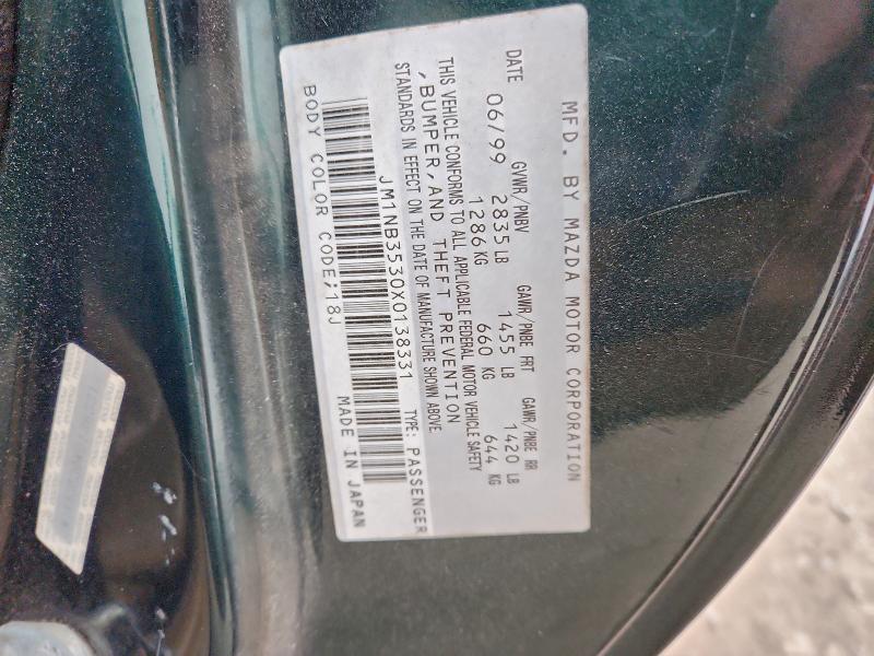 96090905 :رقم المزاد ، JM1NB3530X0138331 vin ، 1999 Mazda Mx-5 Miata مزاد بيع